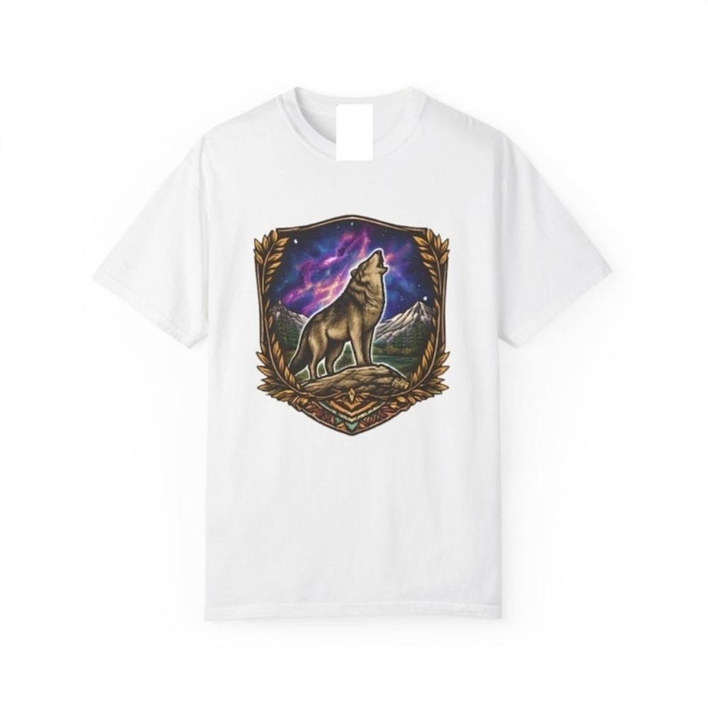Wolf Crest T-Shirt Howling Wolf Night Sky Graphic Tee